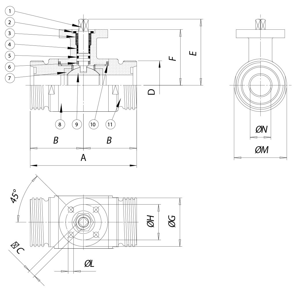 OMAL不銹鋼螺紋球閥Item 434 OMAL不銹鋼螺紋球閥Item 434