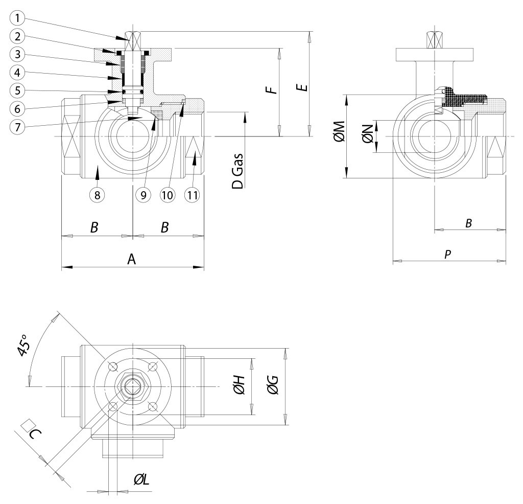 OMAL三通不銹鋼球閥Item 450/451 OMAL三通不銹鋼球閥Item 450/451